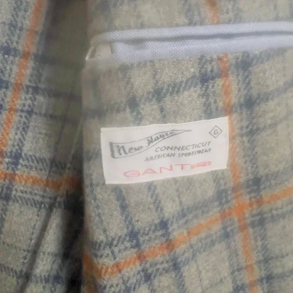 Men’s Gray & Orange Plaid Blazer – Size Small, New